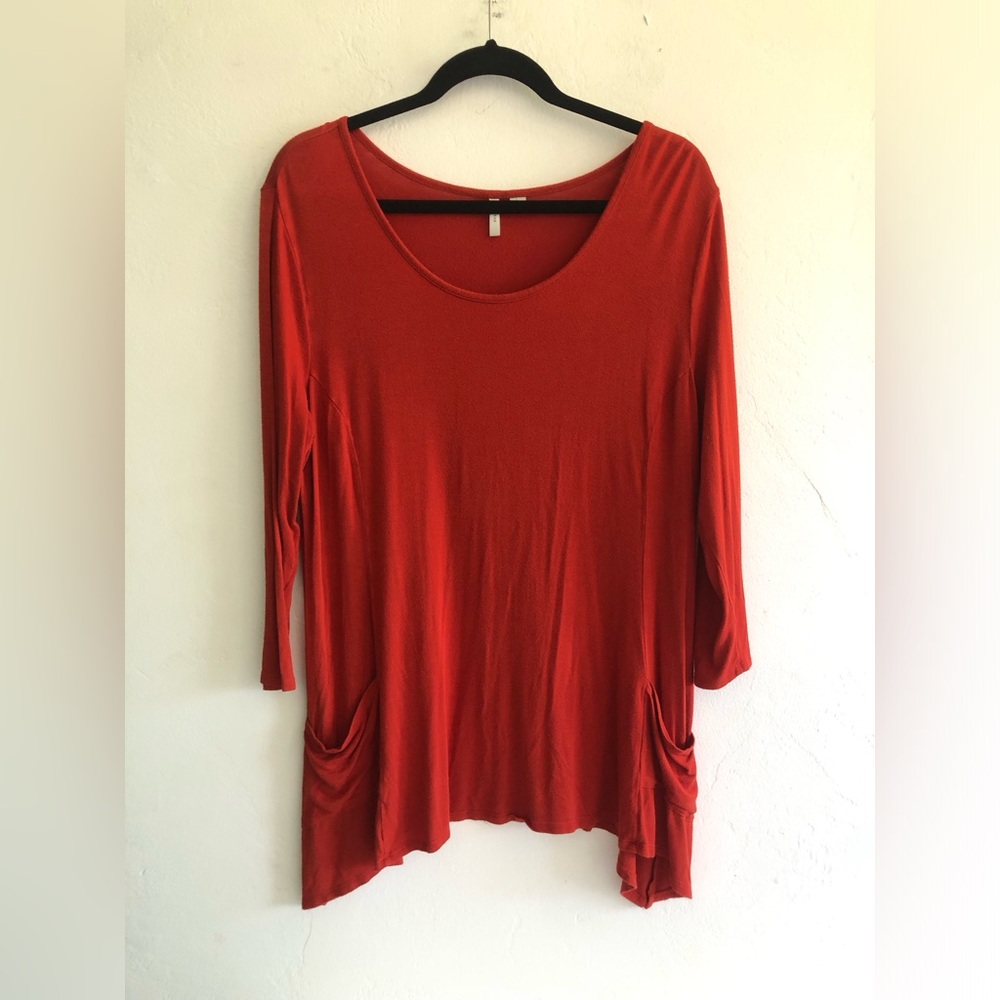 Est. 1946 Blouse  Women's  Size L Orange Boho Chic Whimsical Artsy Tunic Pockets